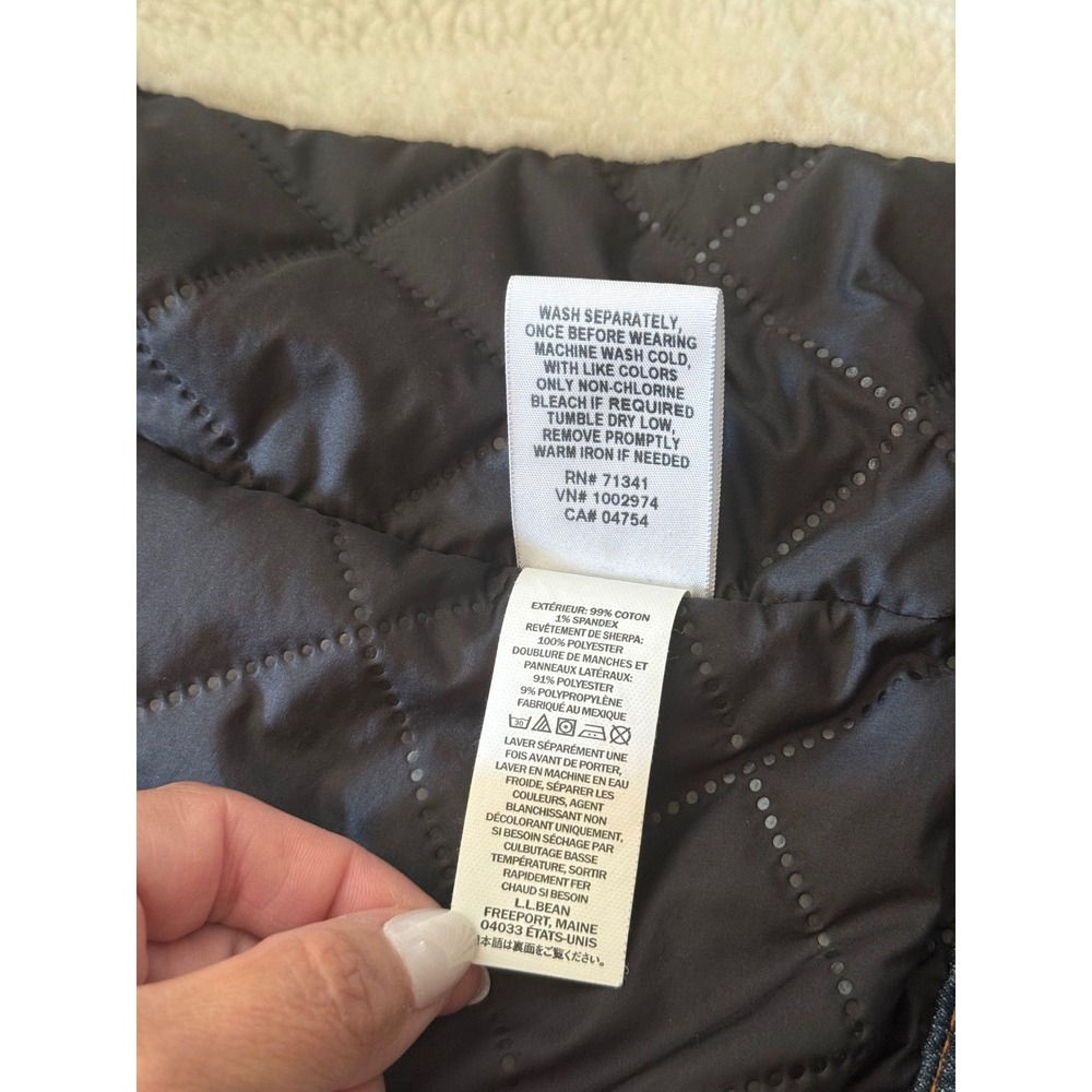 LL Bean Womens Sherpa Lined Denim Chore Jacket Blue Medium Wash Small 505481 - Picture 9 of 13